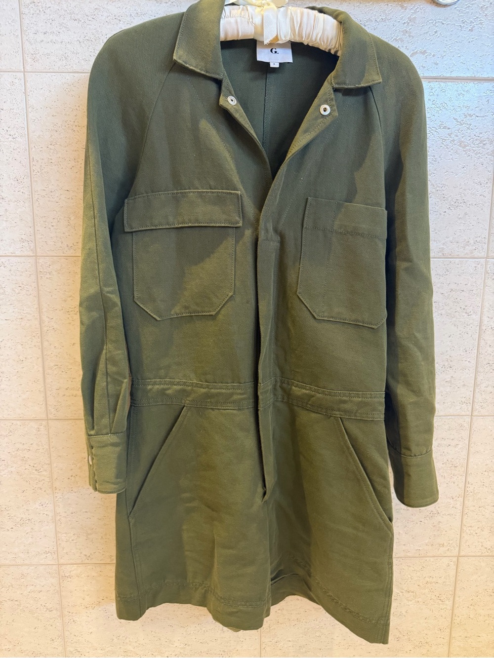 G Label Military-Style Field Coat in Olive Green